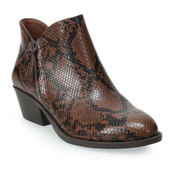 SO Angelfish Brown Snake Ankle Boots - Picture 1 of 1